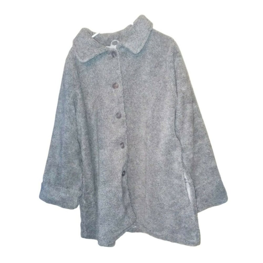 Anthony Richards Women's Berber Heather Gray Heavy Jacket 1x (16-18) Pockets New